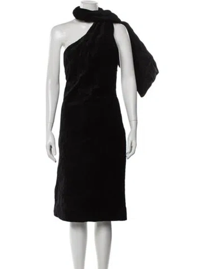 Pre-owned Sportmax One-shoulder Knee-length Dress W/ Tags In Black