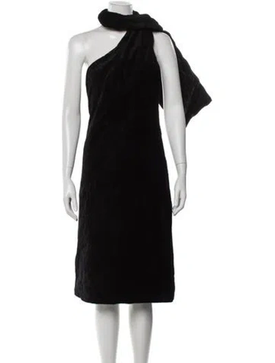 Pre-owned Sportmax One-shoulder Knee-length Dress W/ Tags In Black