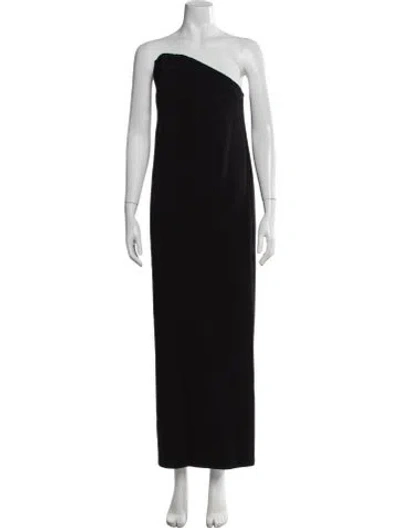 Pre-owned Sportmax One-shoulder Long Dress In Black