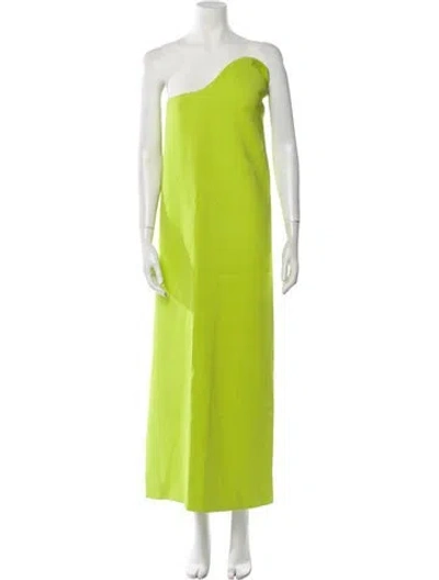 Pre-owned Sportmax One-shoulder Long Dress In Green