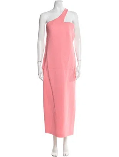 Pre-owned Sportmax One-shoulder Long Dress In Pink