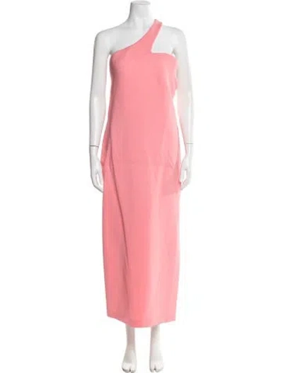 Pre-owned Sportmax One-shoulder Long Dress In Pink