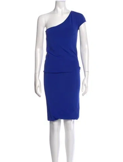 Pre-owned Sportmax One-shoulder Mini Dress In Blue