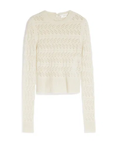 Sportmax Open-knit Ribbed-trim Jumper In Nude