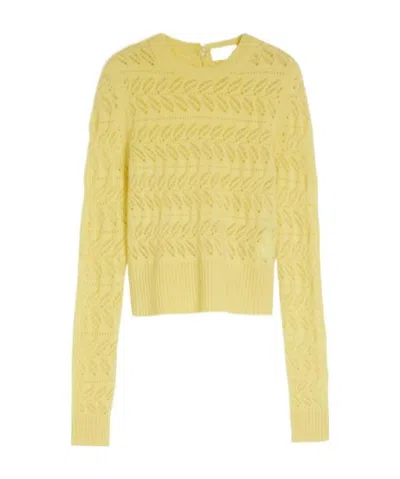 Sportmax Open-knit Ribbed-trim Jumper In Yellow