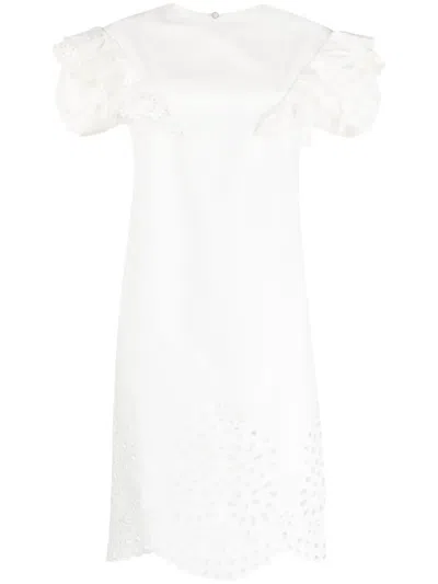 Sportmax Open-knit Shift Midi Dress In White