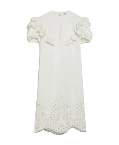 Sportmax Open-knit Shift Midi Dress In White