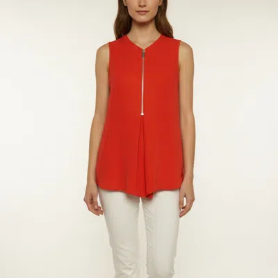 Pre-owned Sportmax Orange Crepe Sleeveless Embellished Blouse M