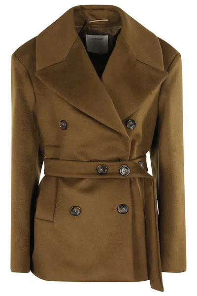Sportmax Orchis Double Breast Wool Short Coat In Brown