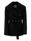 Sportmax Wool Orchis Coat Waist Belted Double-breasted Sleeves Lapels In Black
