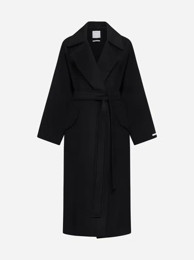 Sportmax Long-sleeved Coat With Belt In Black