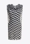 Sportmax Geometric Pattern Sheer Overlay Sleeveless Dress In Gray