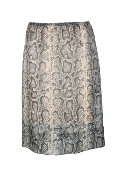 Sportmax Organza Midi Skirt - Beige/black In Gray