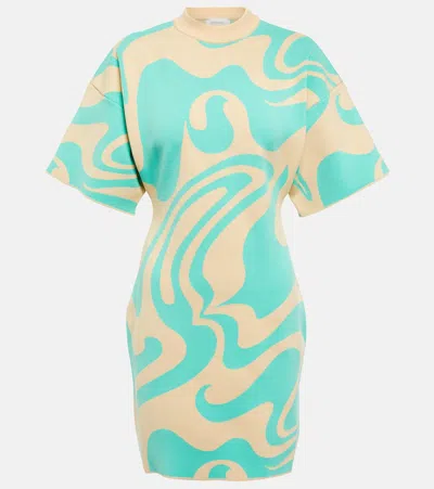 Sportmax Ornati Jacquard Minidress In 004 Sky Blue