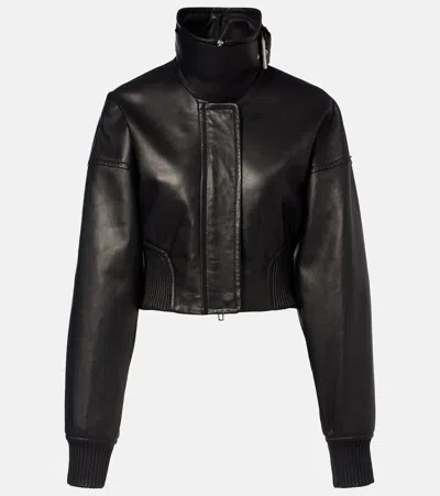 Sportmax Cropped Buckled Leather Jacket In Black