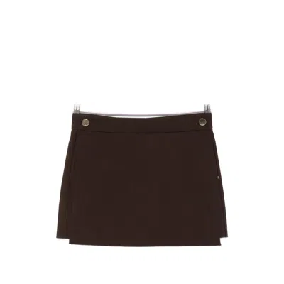 Sportmax Ottuso Button-detail Tailored Skort In Brown