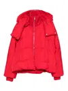 Sportmax Water-repellent Crinkled Red Puffer Jacket With Detachable Hood In Red