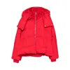 Sportmax Water-repellent Crinkled Red Puffer Jacket With Detachable Hood In Red