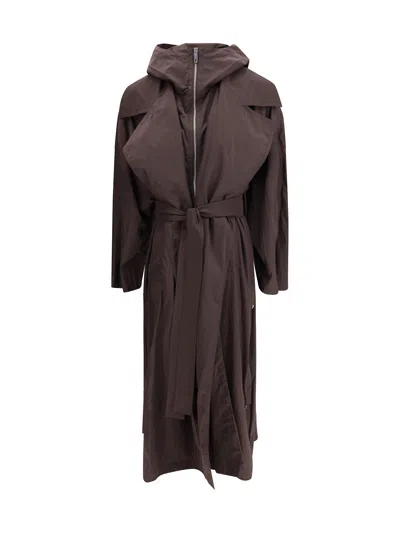 Sportmax Oversized Barba Trench Coat In Taffeta In Brown