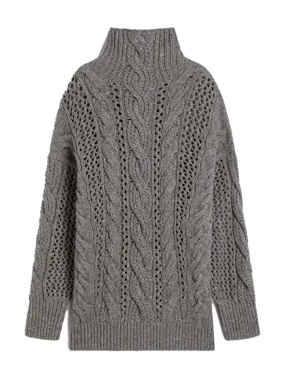 SPORTMAX OVERSIZED CABLE-KNIT WOOL BLEND SWEATER