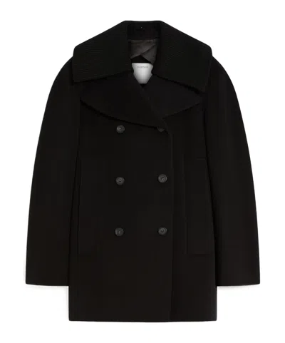 Sportmax Oversized, Cashmere-blend Pea Coat In Black