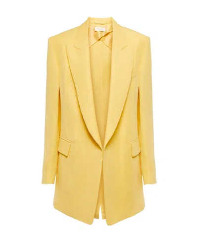 Sportmax Oversized Concealed Fastened Blazer In Yellow