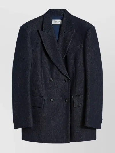 Sportmax Oversized Denim Blazer Flap Pockets In Blue