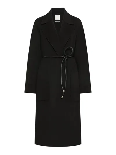 Sportmax Oversized Double Wool Coat In Black