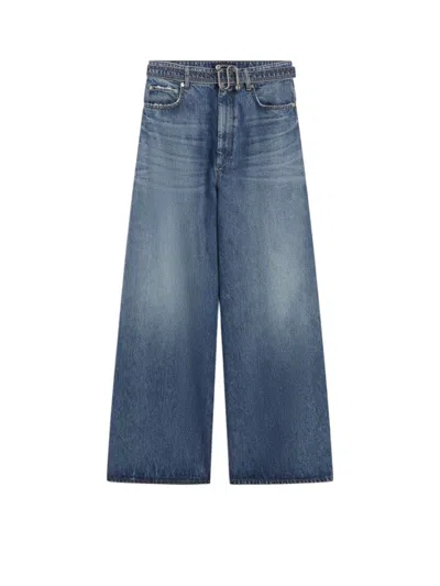 Sportmax Oversized Low-rise Denim Trousers In Blue