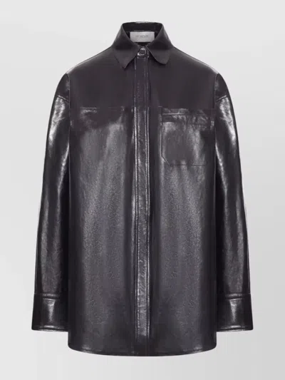 SPORTMAX OVERSIZED LEATHER JACKET AND POCKET