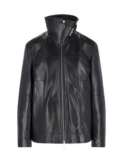 Sportmax Oversized Leather Jacket In Black