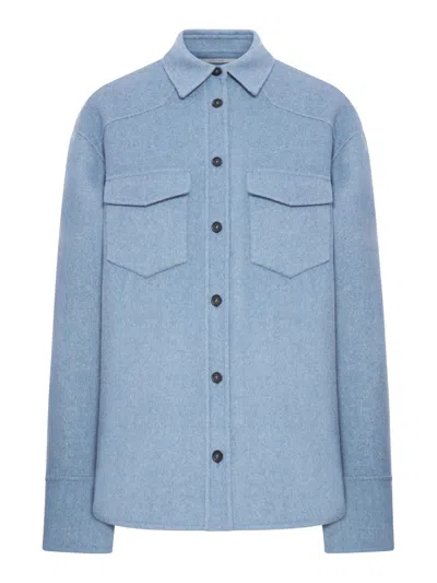 Sportmax Oversized Palpiti Shirt In Pure Wool In Blue