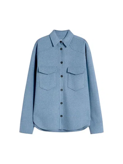 Sportmax Oversized Pure Wool Shirt - Runway - Light Blue