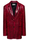 SPORTMAX OVERSIZED RED DOUBLE-BREASTED JACKET WITH PYTHON PRINT IN LEATHER WOMAN