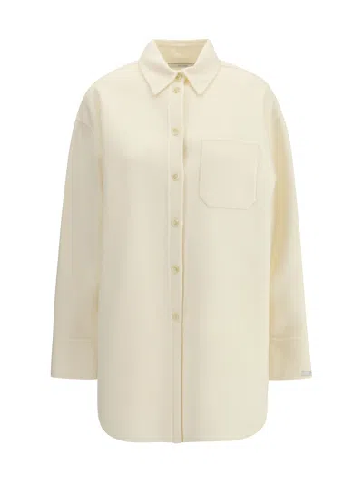 Sportmax Oversized Riber Wool Shirt In White
