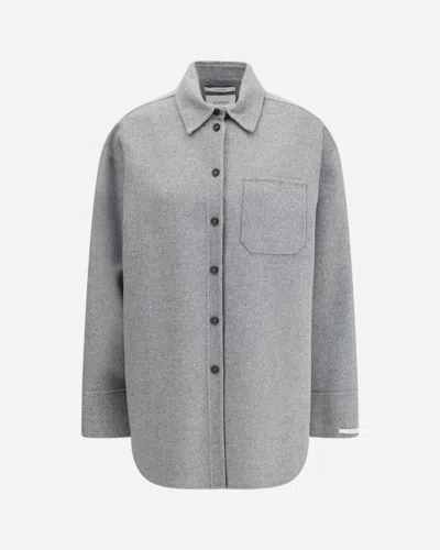 Sportmax Oversized Riber Wool Shirt In Gray