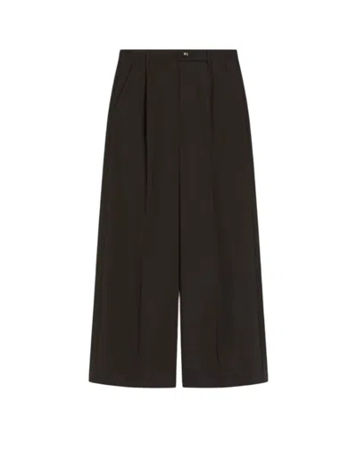 SPORTMAX SPORTMAX OVERSIZED STRETCH WOOL TROUSERS - DARK BROWN