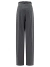 Sportmax Oversized Stretch Wool Trousers In Grey