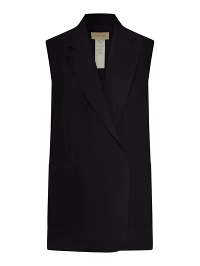 Sportmax Oversized Vest In Washed Viscose In Black