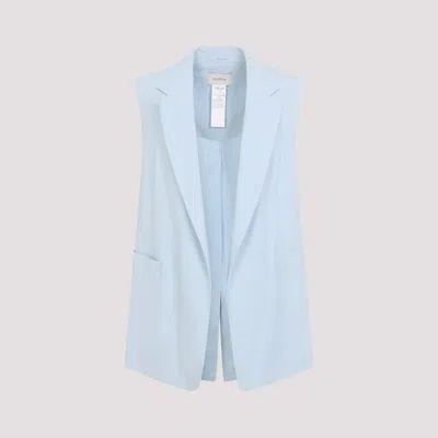 Sportmax Oversized Washed Viscose Gilet In Blue