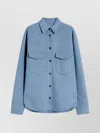 Sportmax Oversized Wool Shirt Patch Pockets In Blue