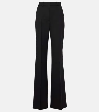 Sportmax Oxalis Virgin Wool Canvas Flared Pants In Black