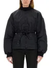 Sportmax Zebu Hourglass Pufer Jacker Eco Leather Belt Coats Black In Blue