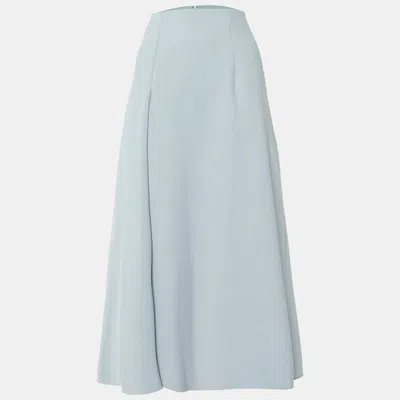 Pre-owned Sportmax Pale Blue Crepe Midi Skirt L