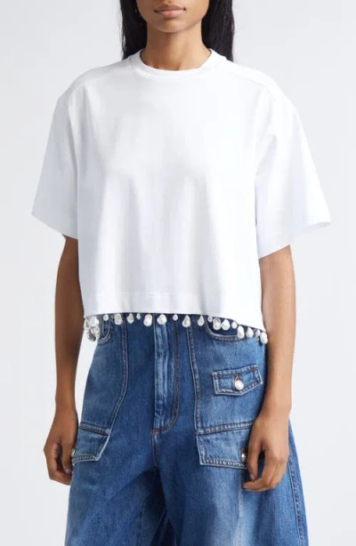 Sportmax Palmas Faux Pearl Trim T-shirt In White