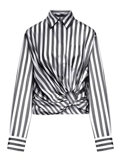 Sportmax Palmizi Cropped Cotton Shirt With Front Knot In Black