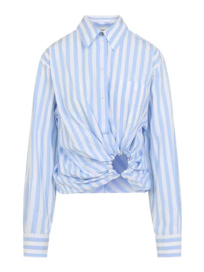 Sportmax Palmizi Striped Knotted Shirt In Blue