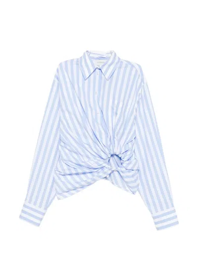 Sportmax Palmizi Striped Knotted Shirt In Blue