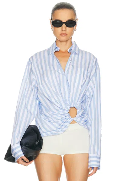 Sportmax Palmizi Striped Knotted Shirt In Blue
