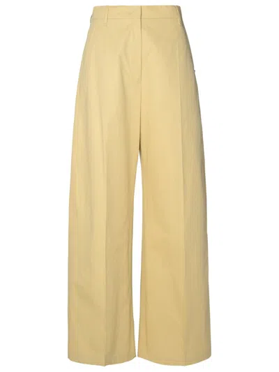 Sportmax Gebe Low-rise Cotton Wide-leg Pants In Beige